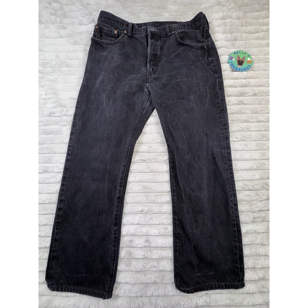 Levis 501 XX Mens 38x30‎ Black Classic Fit Straight Leg Button Fly Denim Grunge - Picture 2 of 11